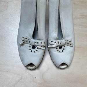 1940’s Vintage Peep Tow Heels - Studded Calfskin Leather